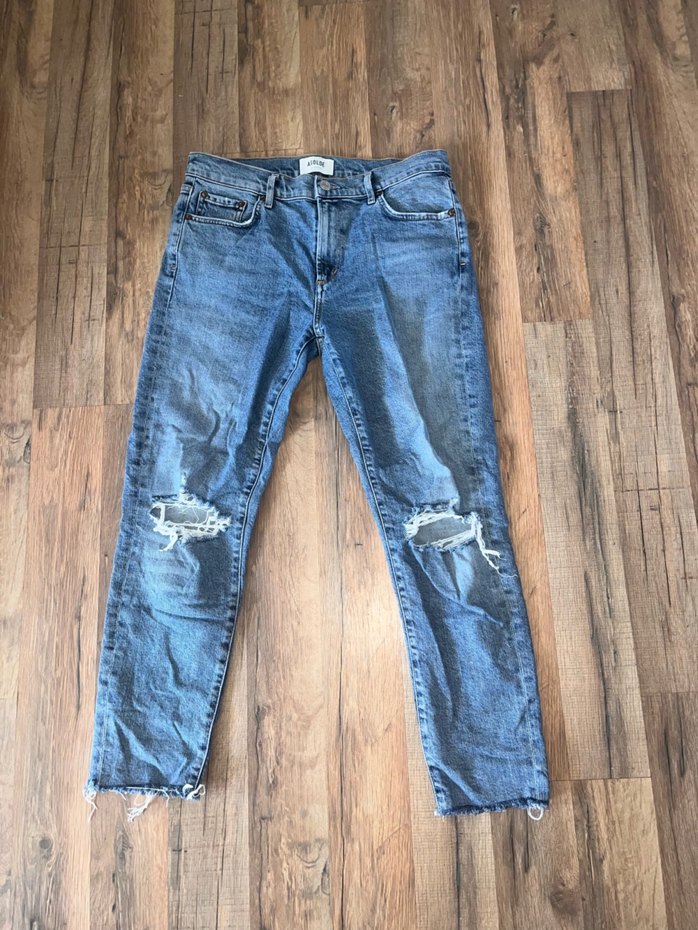 Agolde Light Blue Ripped Skinny Jeans